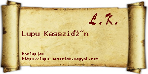 Lupu Kasszián névjegykártya